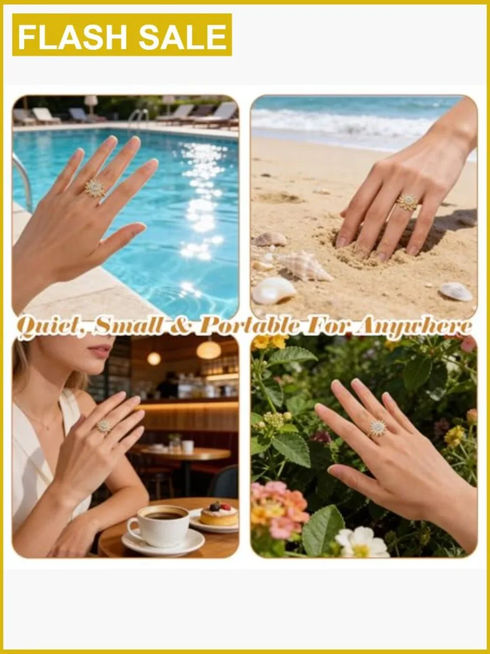 Adjustable Spinner Fidget Ring for Anxiety Relief, Gold CZ Ring